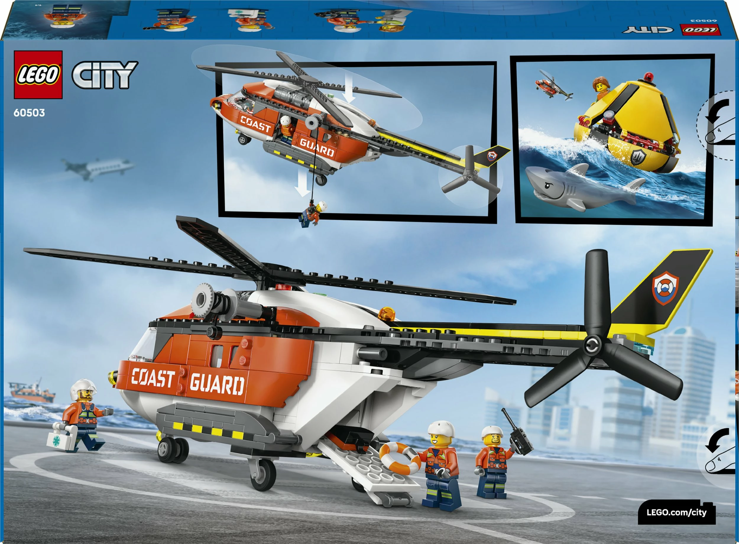 Set LEGO City LEGO Coast Guard Helicopter 60503, 551 copë, 7+, e kuqe/portokalli