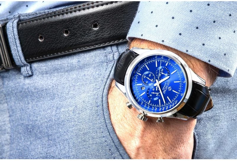 Orë dore meshkuj Giewont GW7650-A3, silver blue, set