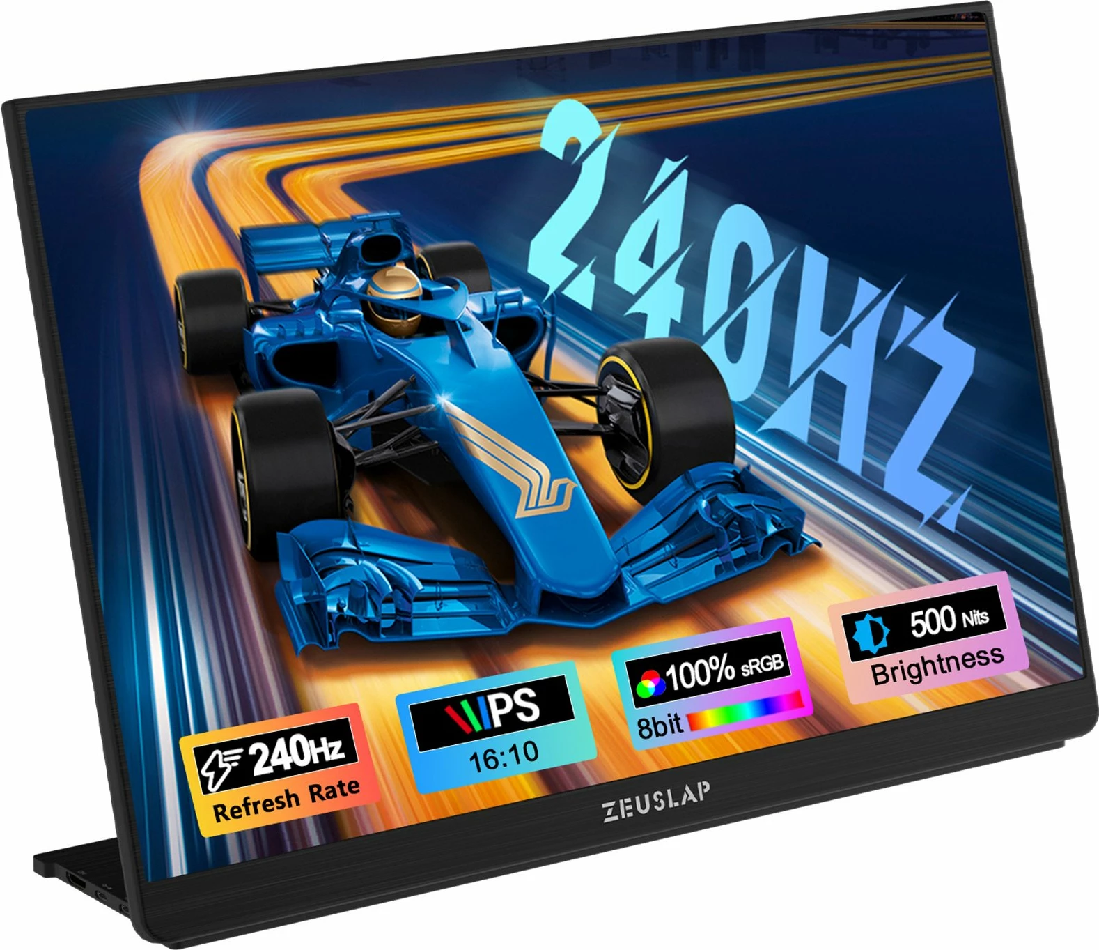 Monitor portativ Zeuslap P16F 16" WQXGA 2560x1600 IPS 240Hz USB-C/Mini HDMI, i zi, set me kabllo dhe karikues