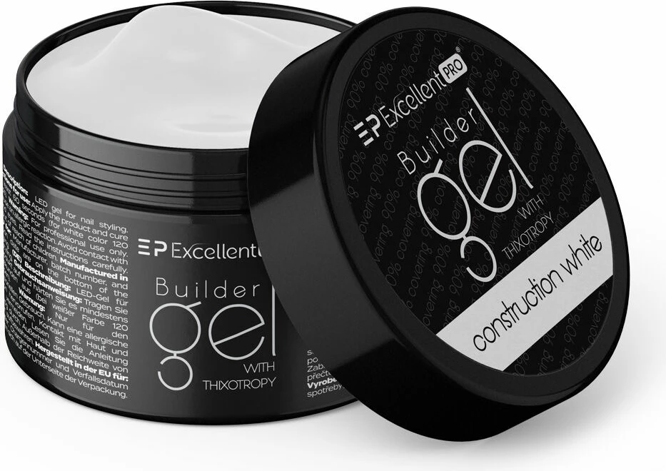 Xhel ndërtues për thonj Excellent PRO bardhë 50g për femra