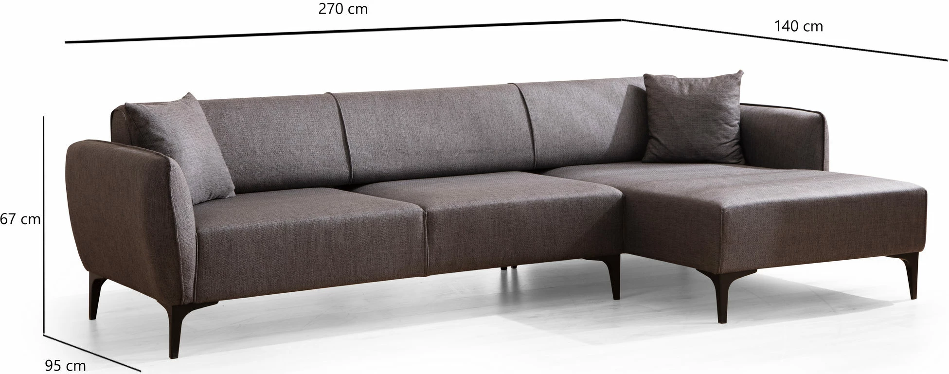 Kënd-sofë Atelier del Sofa, Belissimo, kënd i djathtë, ngjyrë gri e errët