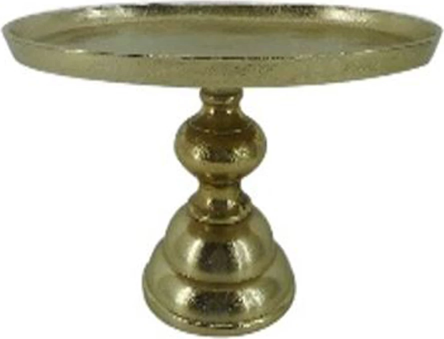 Tabaka dekorative në këmbë, alumin, ngjyrë ari, 30x20x19 cm