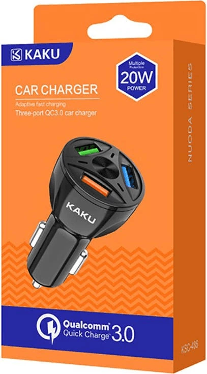 Karikues për veturë Kaku KSC-486 QC 3.0 20W 3x USB, i zi