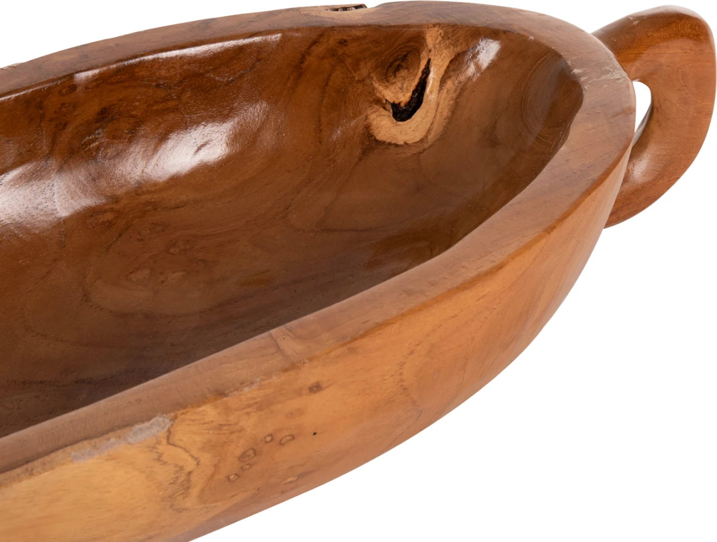 Enë dekorative prej druri tik, ngjyrë natyrale, FH4304, 64x21.5x9.5cm