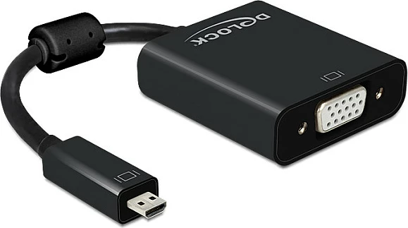 Adapter DeLOCK 65558 Micro HDMI në VGA me audio 3.5mm, 1080p, i zi