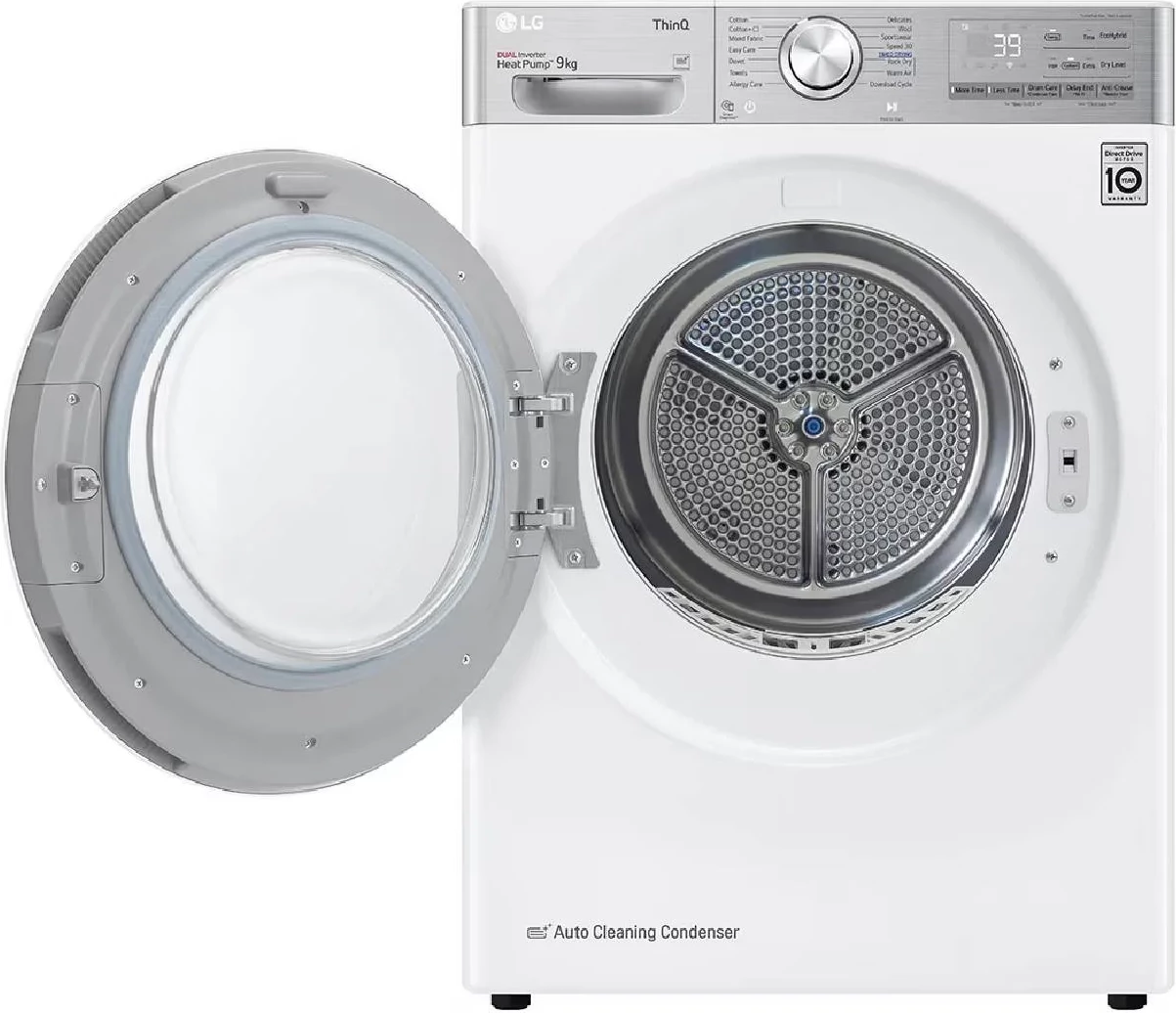 Tharëse rrobash LG RH90V9AV2QR 9 kg Dual Inverter Heat Pump A+++ Wi‑Fi e bardhë