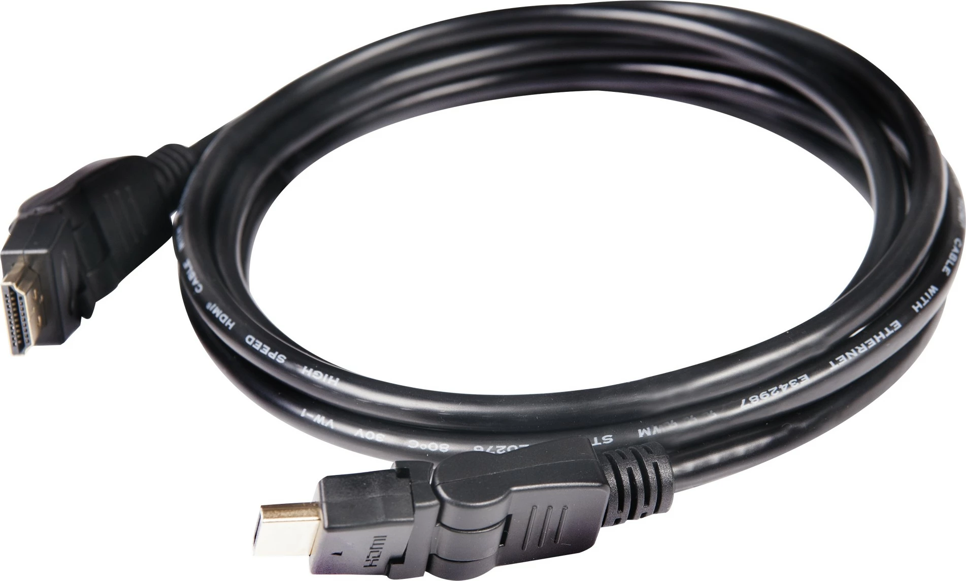 Kabllo HDMI Club3D 2.0, 2m, rrotulluese, e zezë