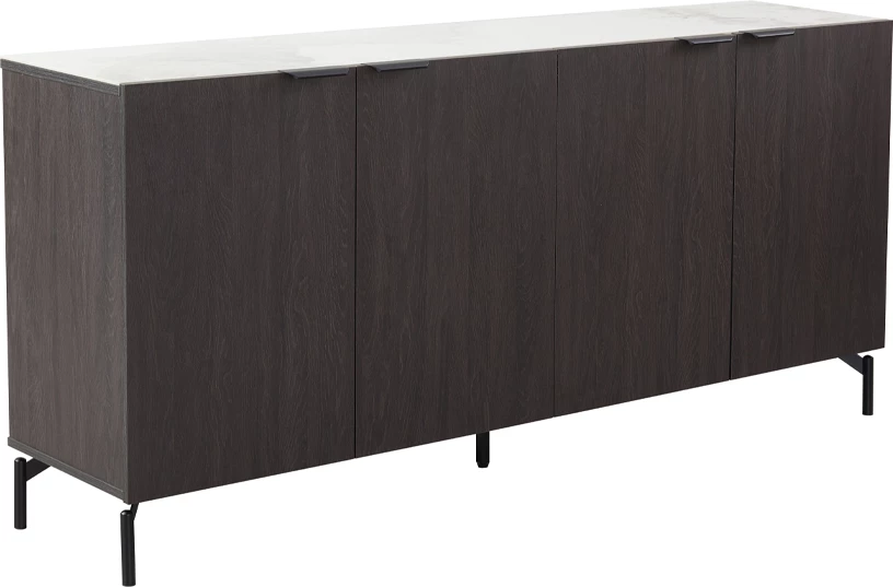 Komodë anësore NOTTE, ngjyrë e zezë dhe gur i bardhë, 180x40.5x84cm