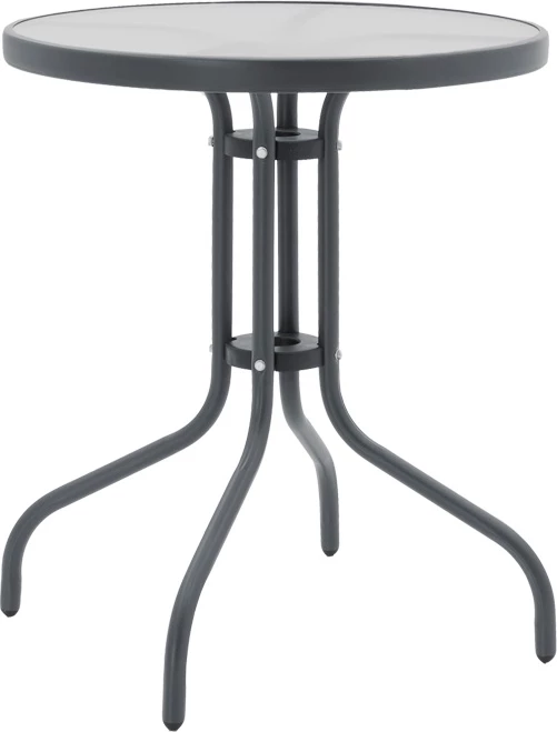 Tavolinë me karrige Watson-Sussie set prej 3 pjesësh metal-xham anthracite Φ60x70cm