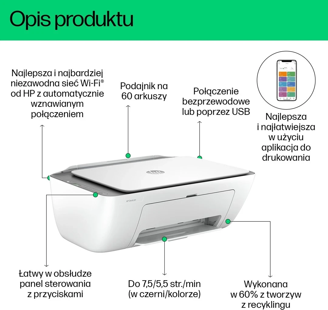 Printer HP DeskJet 2820e, Gri