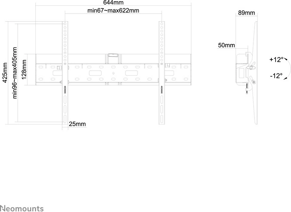 Mbajtës muri për TV Newstar Neomounts LFD-W2640MP, 37-75", tilt, VESA 600x400, e zezë
