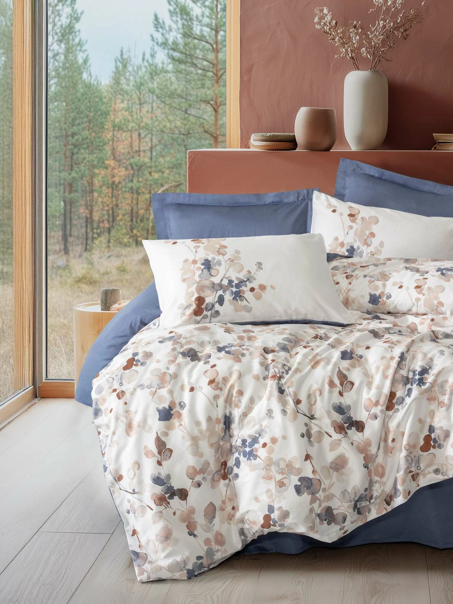 Set mbulesë për jorgan king size, satin, ngjyrë indigo, L'Essentiel Linge de Maison, Nebulae