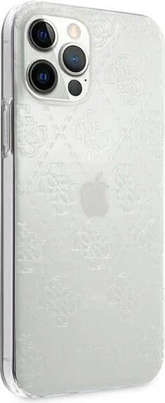 Mbështjellës Guess GUHCP12L3D4GTR për iPhone 12 Pro Max 6.7", transparent, 4G 3D Pattern