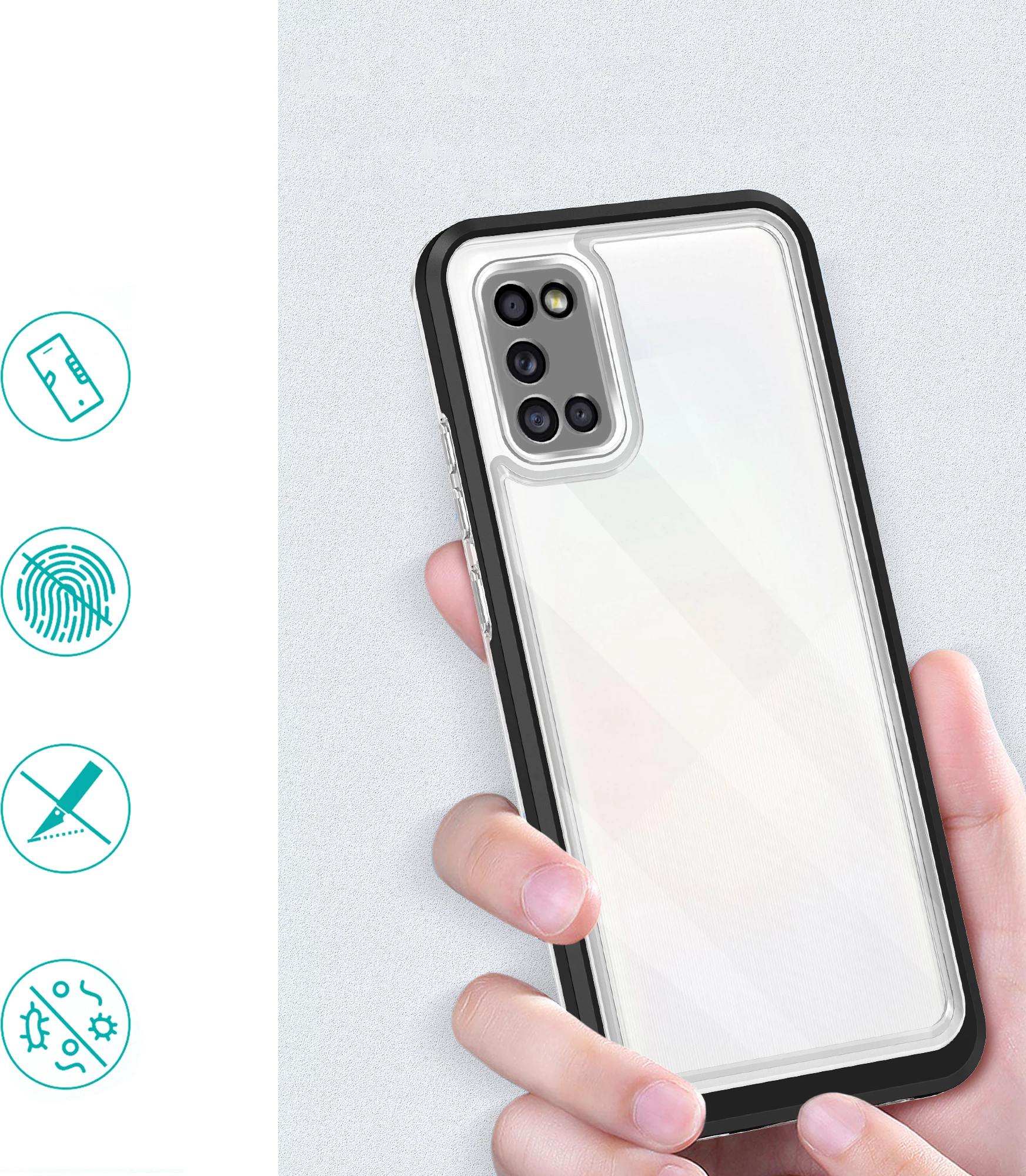 Mbështjellës Hurtel Hybrid Armor Clear 3 in 1 për Samsung Galaxy A03s, Transparent/zi