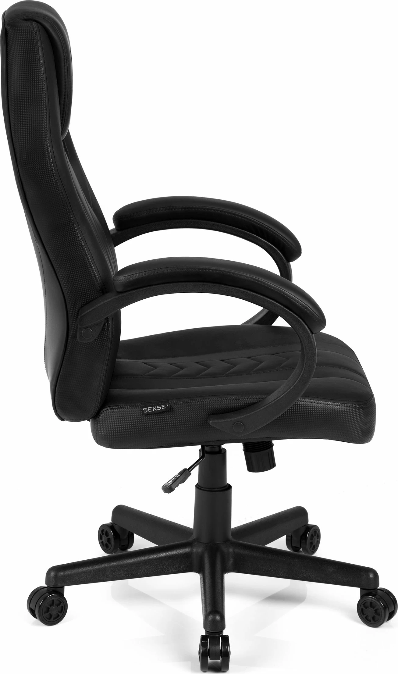 Fotelë gaming SENSE7 Prism, ekolëkurë HDE, lëkundëse FlowTech Swing, ngritje me gas lift, 120 kg, e zezë