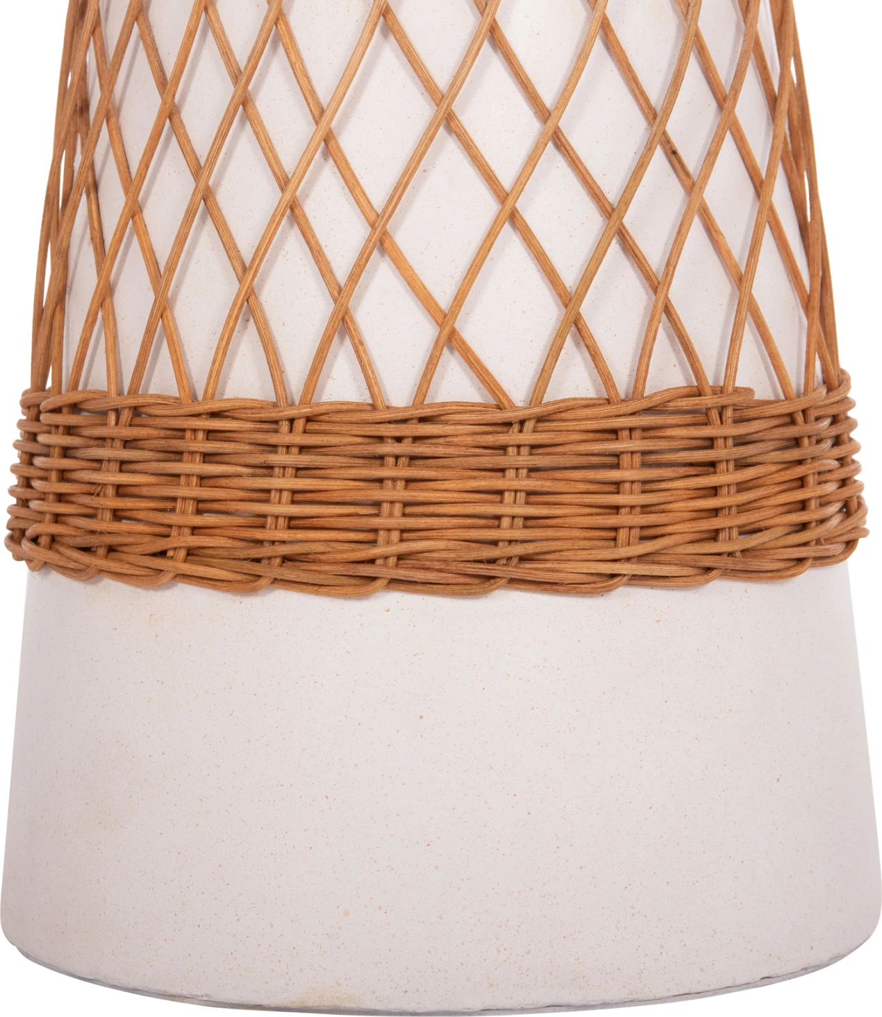 Tavolinë anësore e rrumbullakët Delia, çimento fiber e bardhë & ratan, FH18167.02, 40x45cm