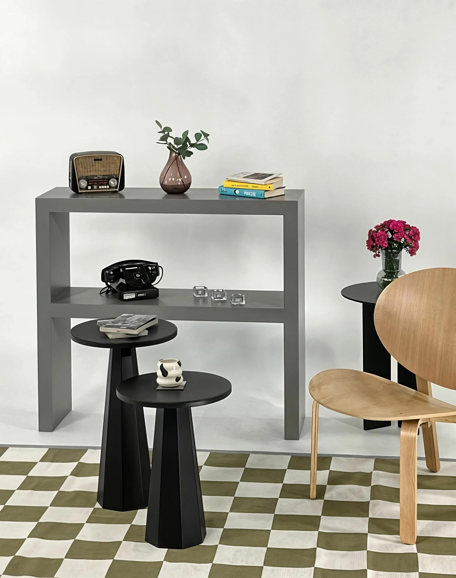 Set tavolinash kafeje Skye Decor, Lilyum (57 + 47), e zezë