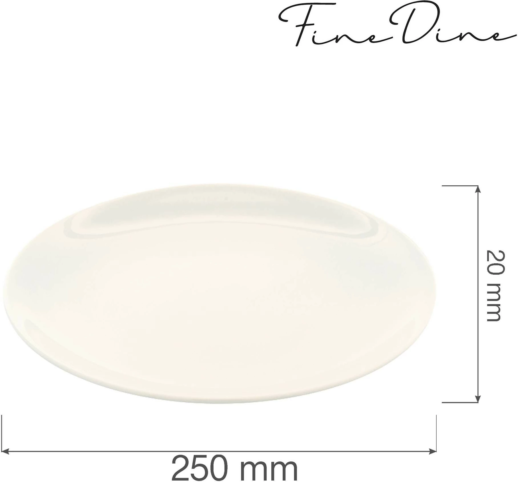 Pjatë e sheshtë pa buzë Fine Dine Crema 250 mm krem, set 6 copë