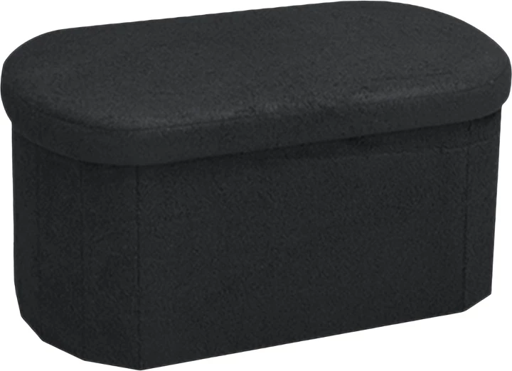 Stool-trunk Otto, stof boucle, ngjyrë gri e errët, 76x38x38cm