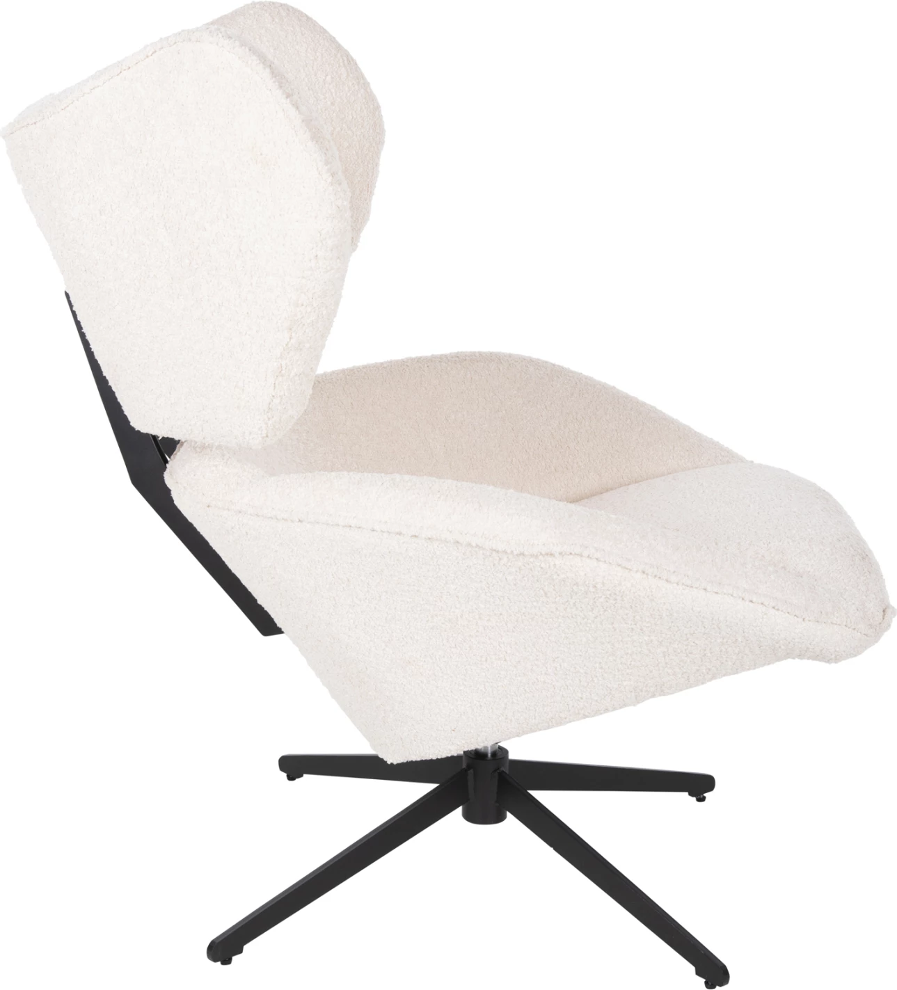 Karrige rrotulluese BRYLL FH9597.06, ngjyrë ecru boucle, bazë metalike e zezë, 86x90x97H cm