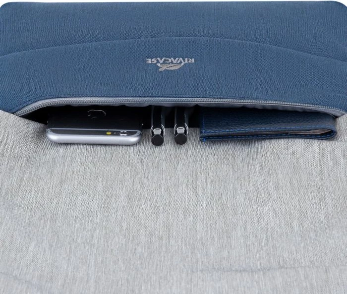Çantë shpine për laptop RivaCase Prater 7562 15.6\" me portë USB, repelente ndaj ujit, gri/blu e errët