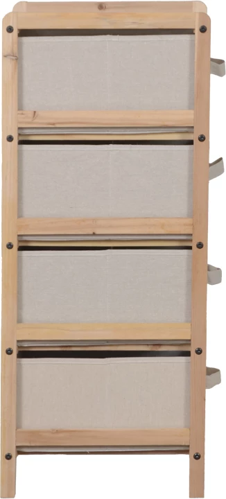 Komodë me 4 sirtarë, dru bredhi, material tekstili, ngjyrë natyrale-bezhë, 34.5x36.5x86cm