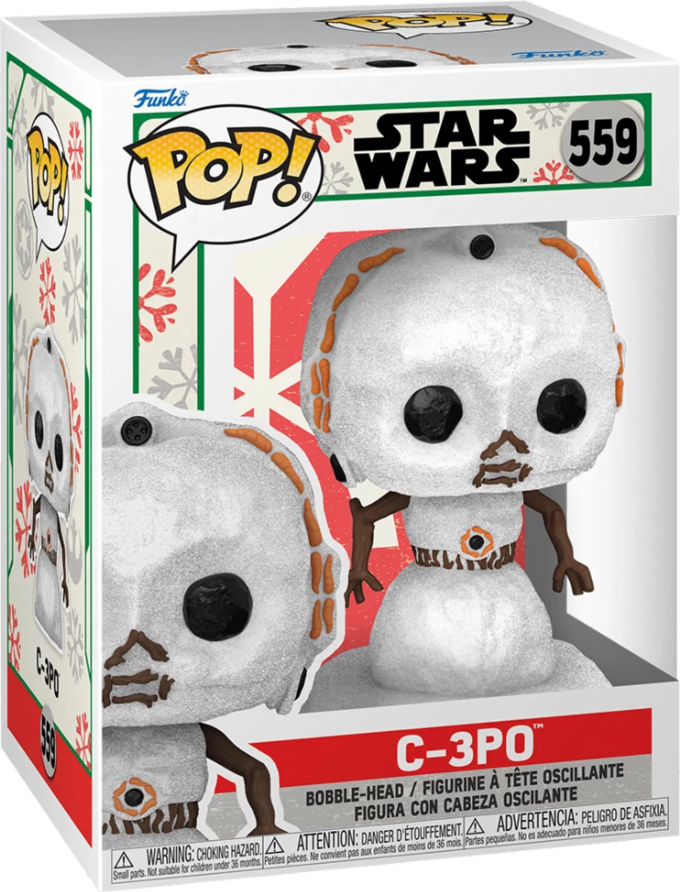 Figurinë koleksionuese Funko Pop! Star Wars Holiday C-3PO (SNWMN) #559, bobble-head, e bardhë