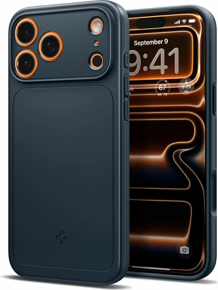 Mbështjellës Spigen Thin Fit MagSafe për iPhone 17 Pro Max, ultra i hollë polikarbonat, me unazë magnetike MagSafe, Navy Blue