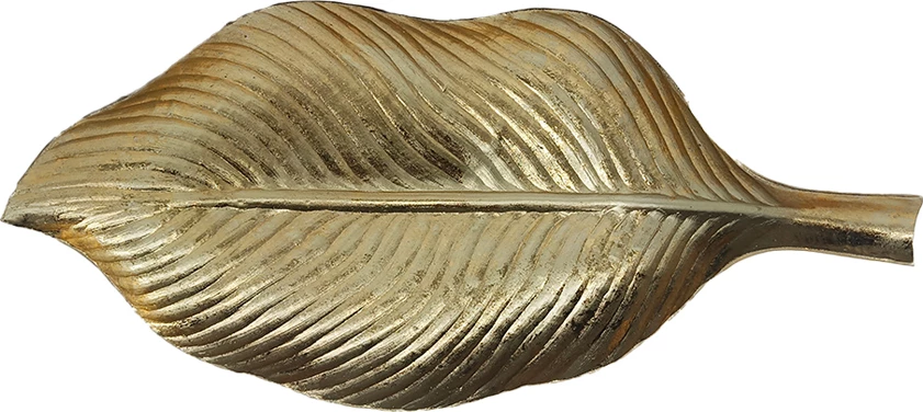 Pjatë dekorative në formë gjethe, ngjyrë ari, 31x15x5cm