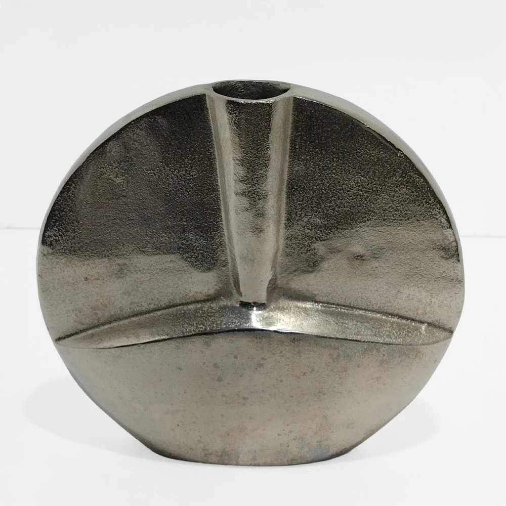 Vazo Kalia, alumin, ngjyrë nikel argjendi, 35x10x35 cm