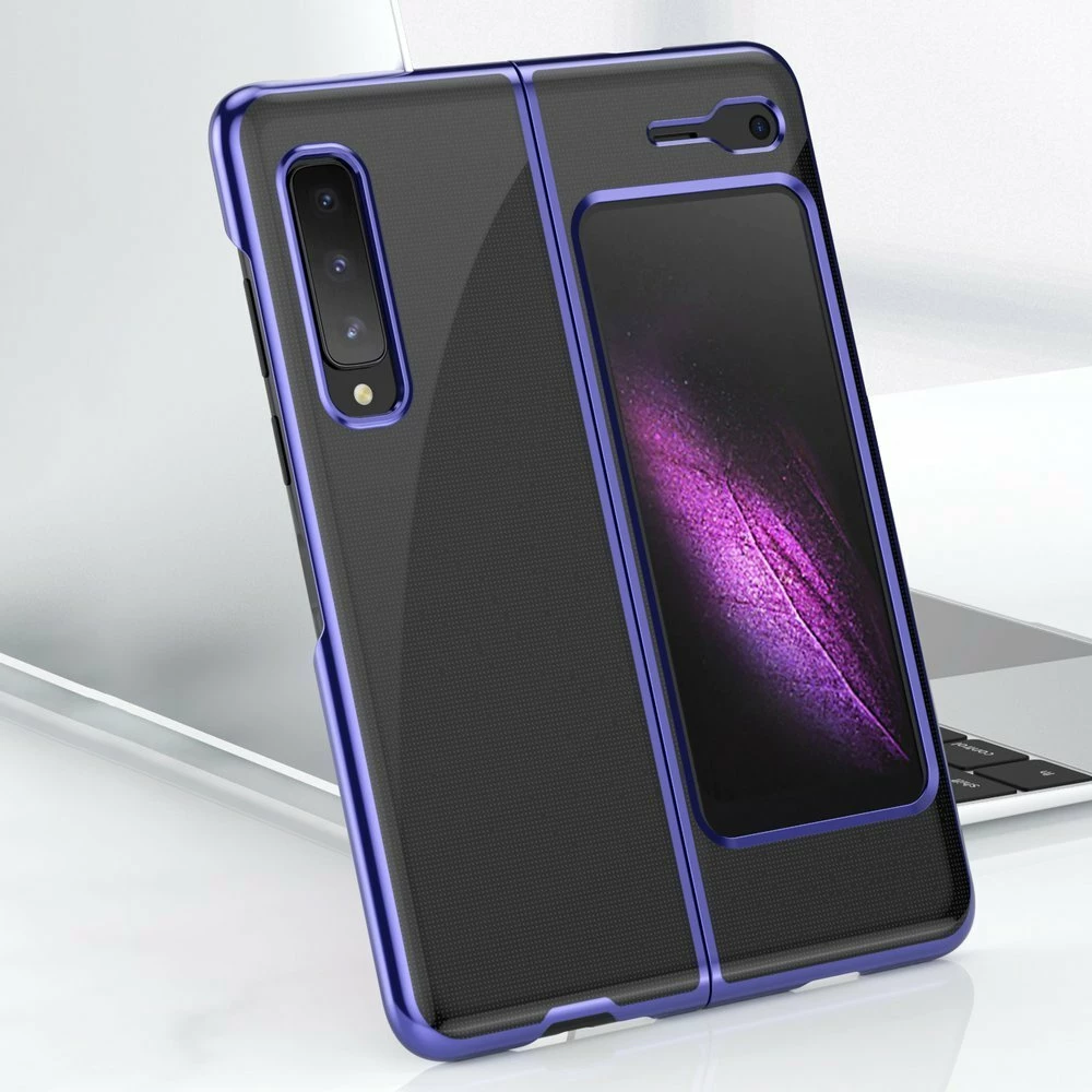 Mbështjellës Hurtel për Samsung Galaxy Fold, hard case, ultraihollë, kornizë elektroplating, Blu
