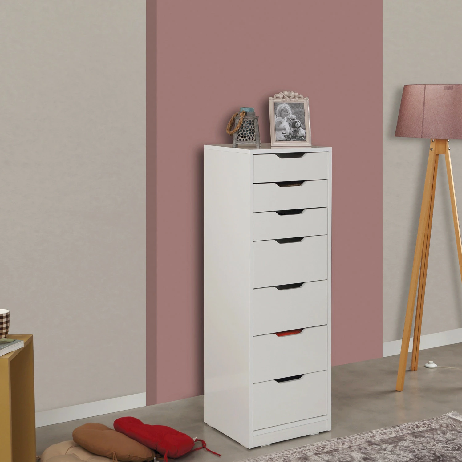 Komodë Hanah Home Flow, ngjyrë e bardhë shkëlqyese