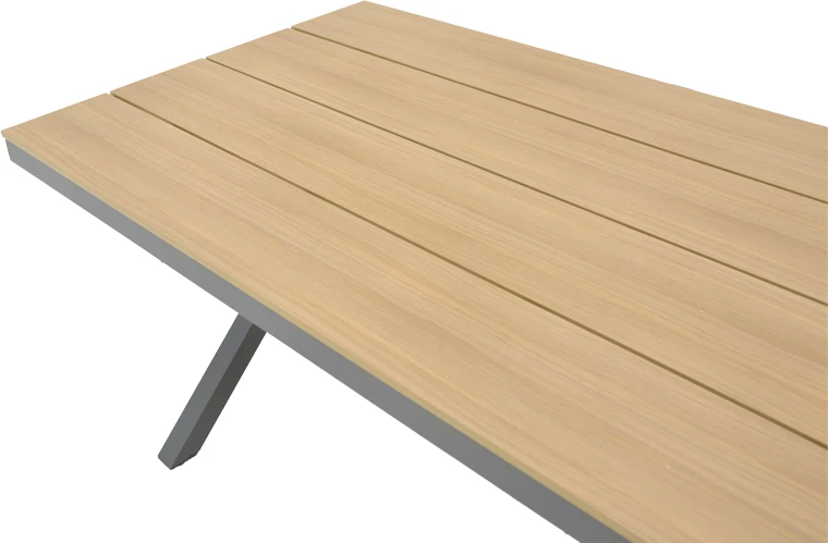 Tavolinë Thorio, poliuood natyral, këmbë alumini antracit, 160x90x75cm