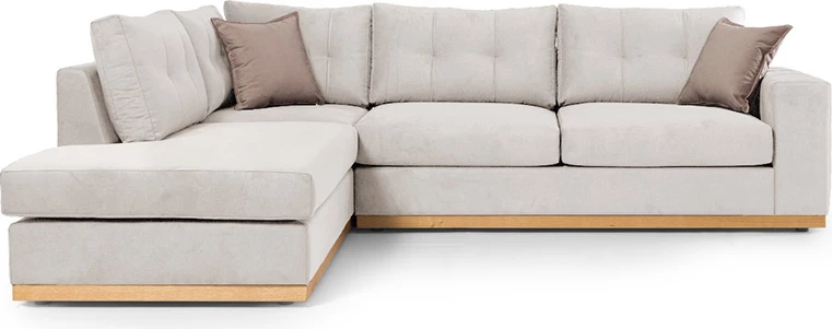 Divan qoshe Boston qoshe e djathtë, pëlhurë krem-kafe, 280x225x90cm