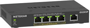 Switch NETGEAR GS305Pv3, 5-Port Gigabit Unmanaged PoE+ 63W, e zezë