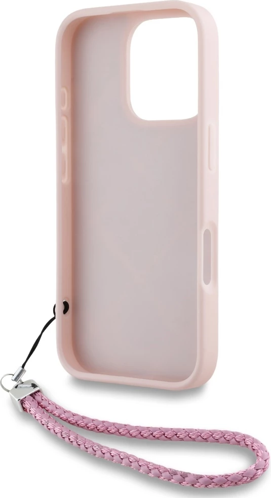 Mbështjellës Karl Lagerfeld Quilted Initial Logo & Chain Strap për iPhone 16 Pro, Rozë