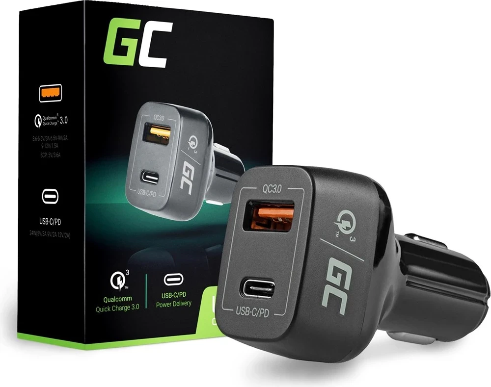 Karikues për në veturë Green Cell CAD33, i zi