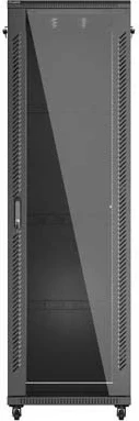 Shafë rack LANBERG 19" 42U 600x1000, derë e përparme me xham, e zezë