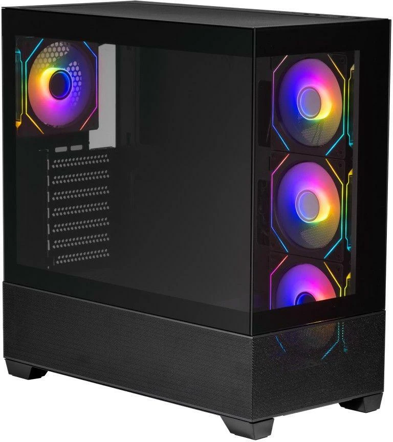 IG-MAX X218B-4F Black Horizon Glass, Mid Tower, 4x RGB Fan, Tempered Glass, GPU 425mm, Black