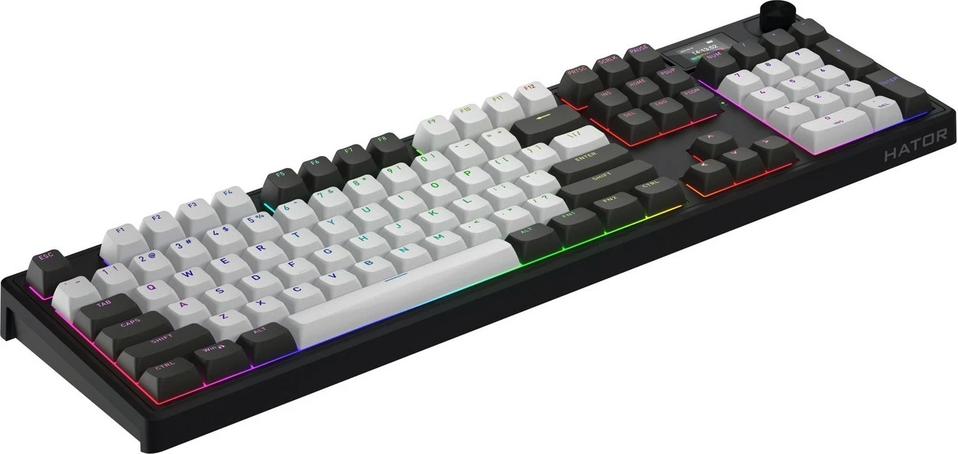 Tastierë mekanike Hator Skyfall 100 PRO, RGB, wireless/wired, full-size, gri-e zezë