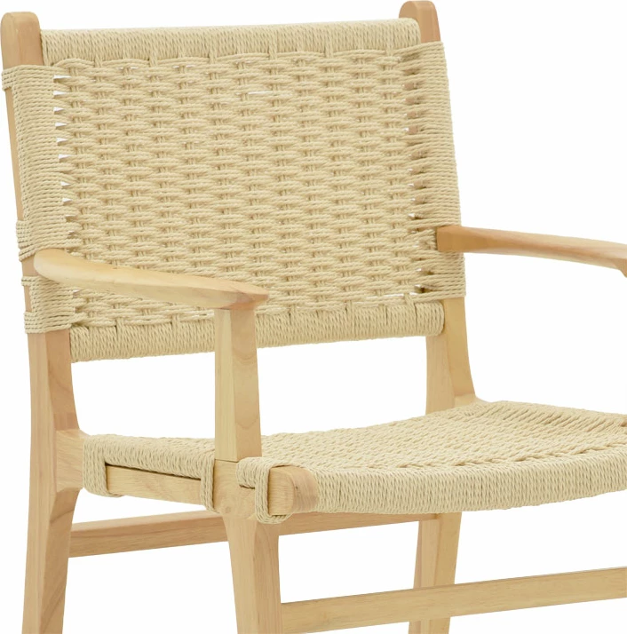 Karrige me krahë Olivier, dru fagu natyral, litar natyral, 62x60x85cm, set prej 2 copë