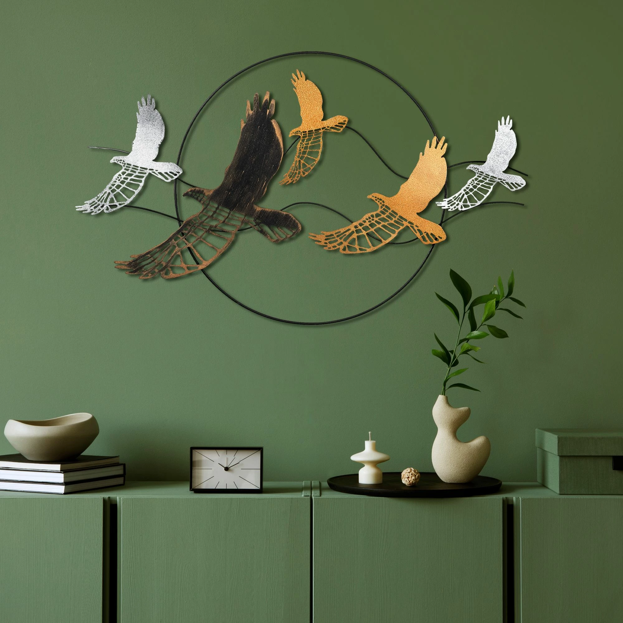 Aksesor dekorativ metalik për mur, Wallity, Bys-185-B, shumëngjyrësh, 91x55x4cm