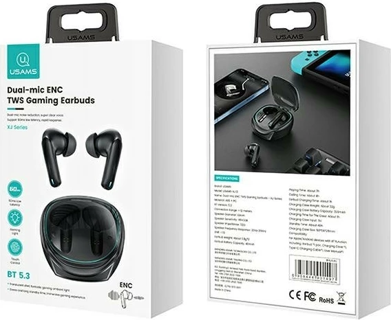 Kufje USAMS XJ13 TWS, Bluetooth 5.3, Gaming, të zeza