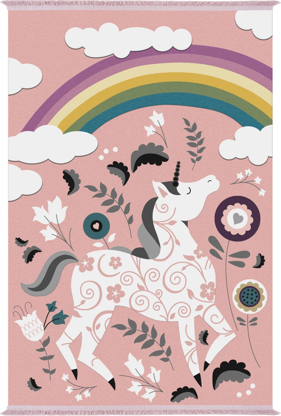 Qilim për fëmijë, me njëbrirësh dhe ylber, FH7678.19, 80x150