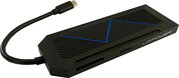 USB-C hub LC-Power LC-HUB-C-MULTI-6-RGB, 6 porta, HDMI 4K, LAN, 100W PD, i zi