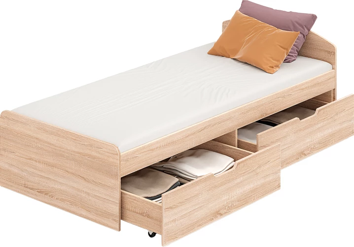 Krevat Regan me sirtarë, ngjyrë lisi, 90x200cm