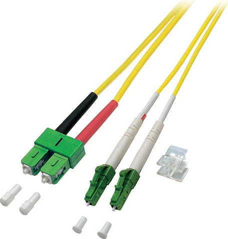Kabllo patch fiber optike EFB Elektronik LC/APC - SC/APC, OS2, duplex, 10m, e verdhë