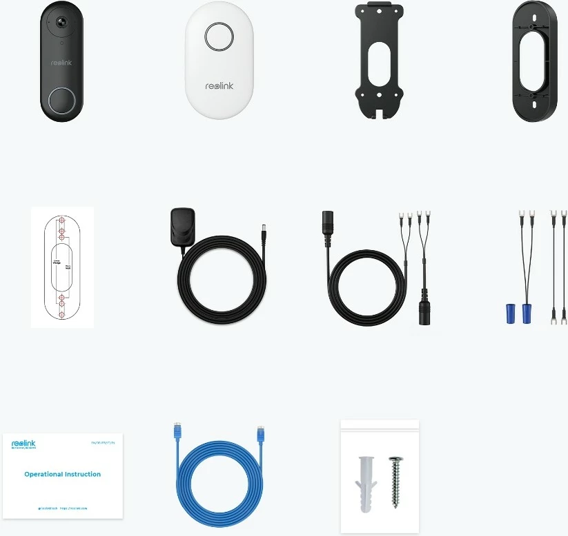 Video-derë Reolink D340W, 5MP, zile, Wi-Fi 2.4/5GHz, detektim personi, dy-drejtim audio, IP65, MicroSD 256GB, e zezë/e bardhë