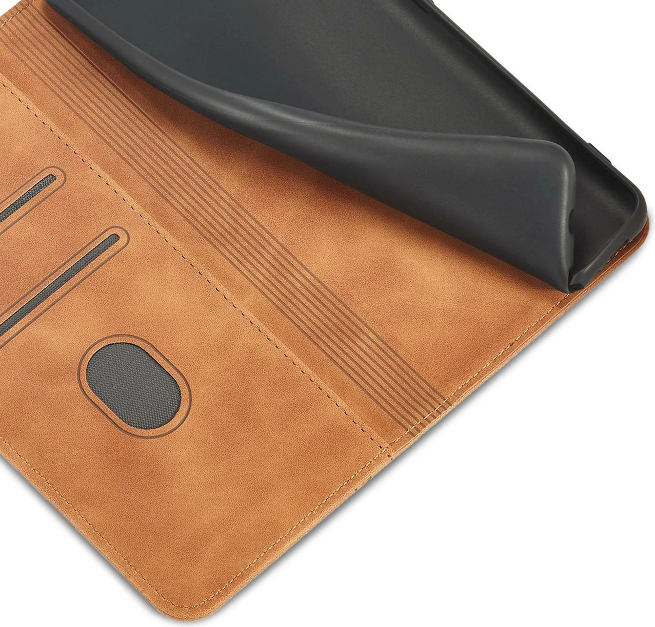 Mbështjellës Hurtel Magnet Fancy Case për Samsung Galaxy S23+, flip cover, portofol, kafe