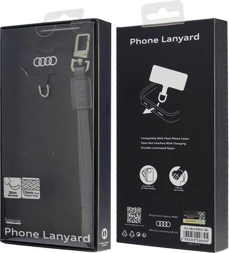 Litar për celular Audi Universal, 28cm x 10mm, lëkurë ekologjike, Gri